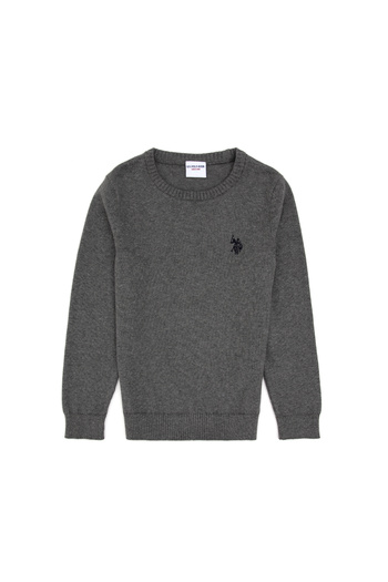 U.S. Polo Assn. Boy's Gray Melange Basic Sweater 50315586-Vr086