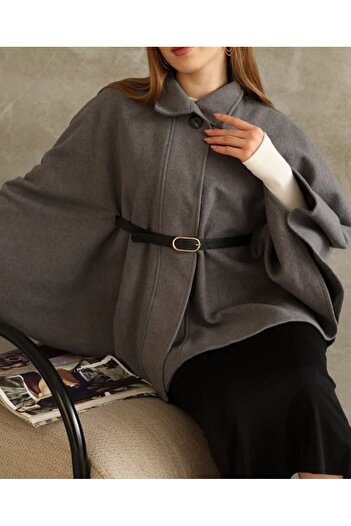 OTAKU Women's Belted Cape Poncho Coat