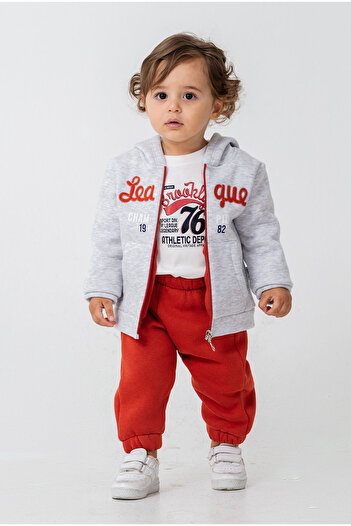 Chicsy Baby Baby Seasonal 3-Piece Set Hooded Sweatshirt Printed T-Shirt and Sweatpants