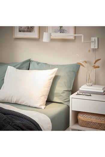 IKEA DVALA Fitted sheet, grey-green, 90 x 200 cm