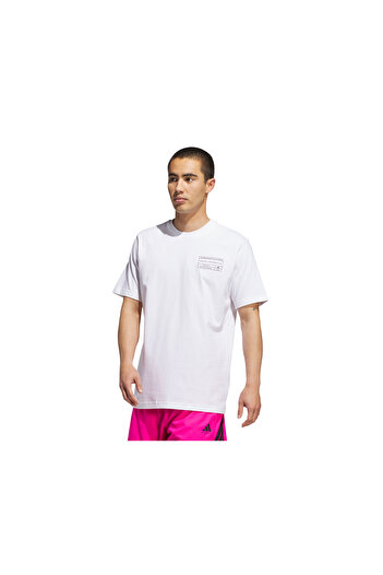 adidas Ανδρικό μπλουζάκι μπάσκετ Gfx Lb Tee 2 JV8302 Λευκό