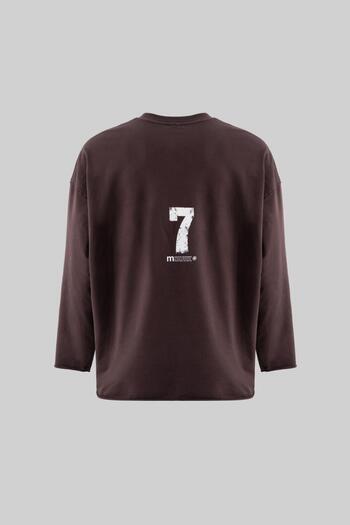 Machinist Men's Oversize Printed Long Sleeve Oak Coffee Sweatshirt