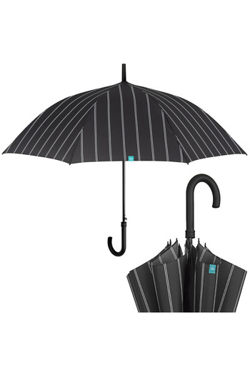 Perletti Black striped stick rain umbrella