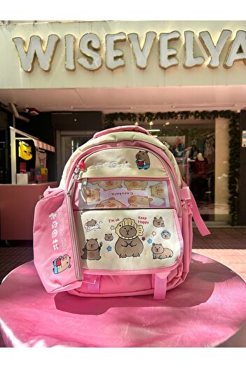 Wisevelya Pink Capybara Backpack