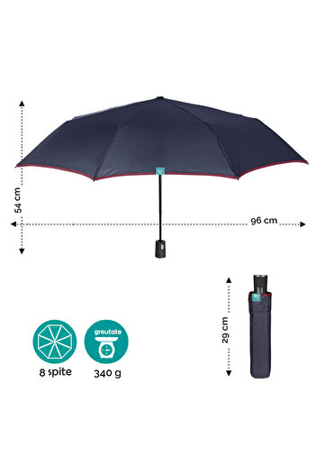 Perletti Mini Blue Automatic Folding Rain Umbrella for Men