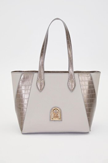 Levidor A.Grey Leather Detail Shoulder Bag