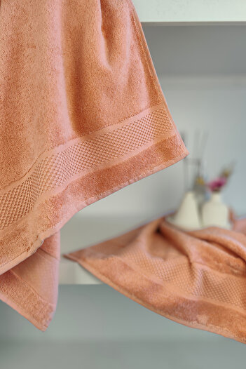 Sevim 100% Cotton Bath Towel Set-High Water Absorbent and Soft Towel Set-Peach