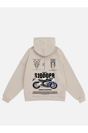 Mad&Calf Φούτερ Unisex Bmw S100RR με στάμπα με κουκούλα Fleece Oversize