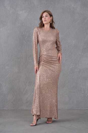 CİXAPLE Crew Neck Long Evening Dress