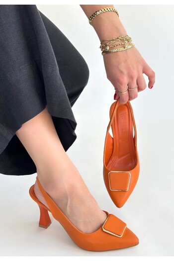 Erbilden Pıert Orange Skin Heeled Shoes