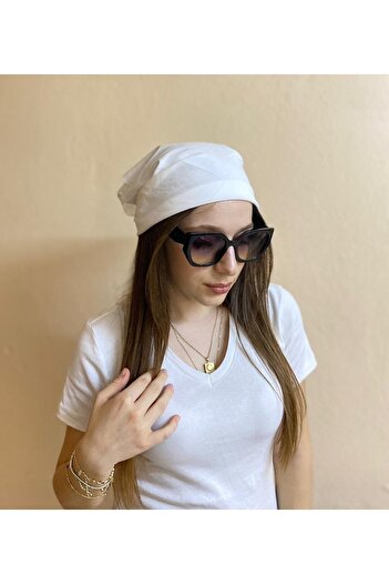 sema aksesuar White Color Plain Patterned Bandana - Scarf Gift
