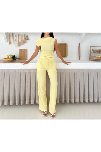 SUYA US WEAR Wrapped Fabric Trousers-Blues Double Suit