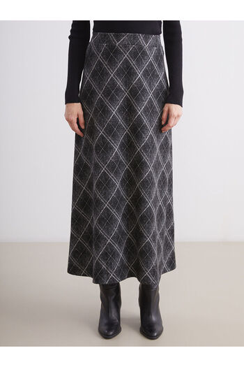 LC Waikiki Black Elastic Waist Baklava Patterned Skirt