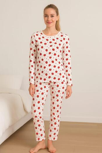 Pemilo Set de pijamale 6010 cu mâneci lungi pentru femei ALB