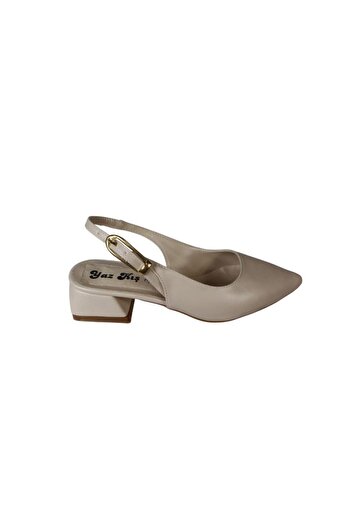 Yaz Kış Ayakkabı Yazkish Women's Black Skin Shoes with Closed Front and Open Back, 4cm Thick Heel