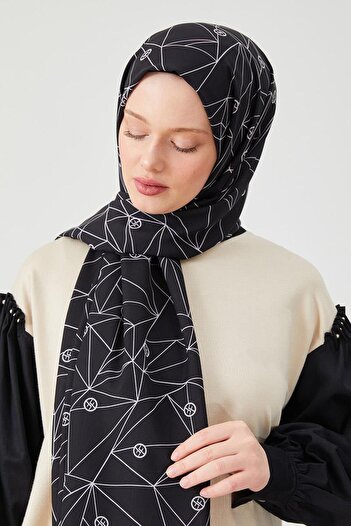 Levidor Stone Geometric Pattern Violet Medina Silk Shawl