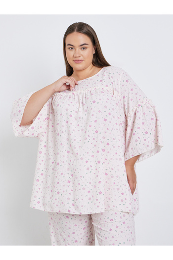 Styli Plus Ditsy Print Top and Pyjama Set