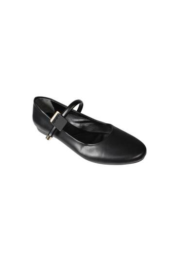 Yaz Kış Ayakkabı Yazkish Women's Black Skin Ballerinas with Skin-Colored Straps