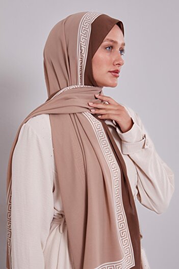 Levidor Latte Labyrinth Pattern Medina Silk Shawl