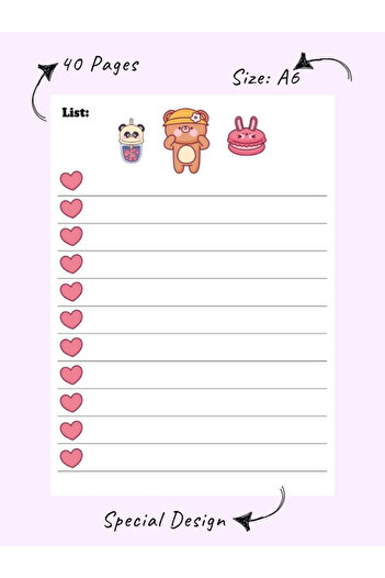 Bküp Tasarım Kawaii Planner Notebook / Memopad/ Notepad 1