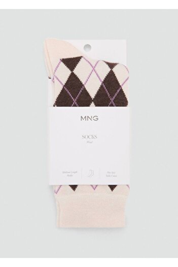 MANGO Woman Baklava desenli çorap