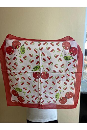 sema aksesuar Cherry Patterned Bandana - Summer Hair Accessory - Scarf - Gift