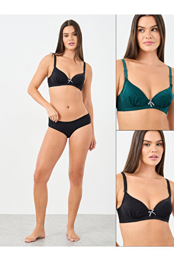Styli Pack of 2 - Padded Wired Tonal Jacquard Pattern Bra