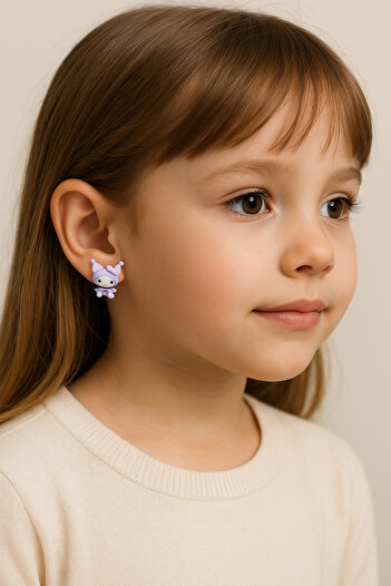 Bittox Anime Character Kuromi Steel Tarnish-Free Earrings for Children - Cute Character Jewelry