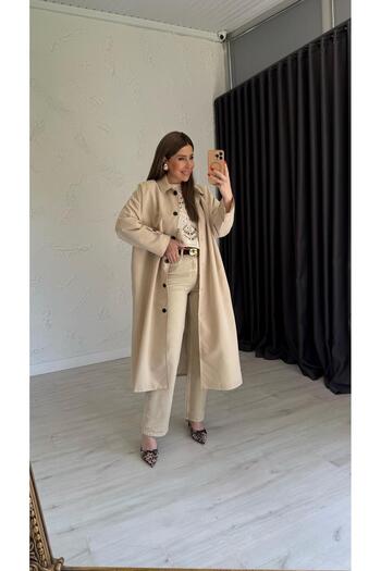 elif teke Classic Beige Lined Trench Coat Beige