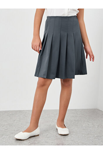 Styli Girls Grey Pleated Flared Skirt