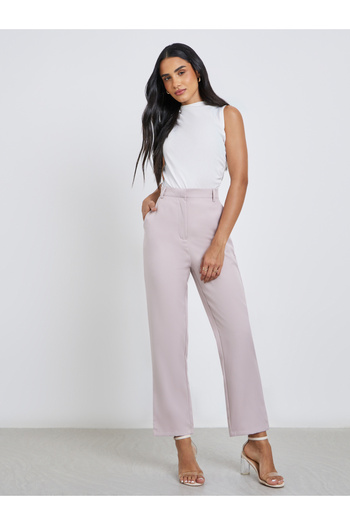 Styli Cream Tailored Skinny Trousers