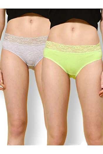 Leading Lady By Styli Pack of 2 - Lace Waistband Cotton Briefs