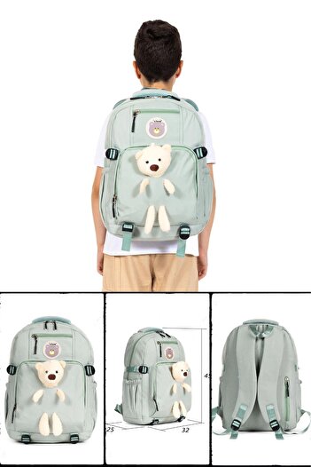 MESCHAIN Ççs Multi-Compartment School Bag with Teddy Bear