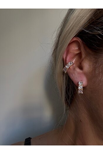 Rossetto Atelier Mini Hoop Earrings with Gold Baguette Stones