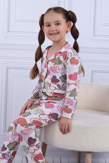 Beka Kids Girl's Front Button Print Pajamas Set 100% Cotton Sleepwear Set