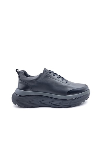 MARCOMEN Genuine Leather High Sole Men's Black Stylish and Comfortable Sneaker Shoes