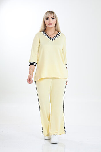 MJORA Large Size Striped Bottom-Top Knitted Set