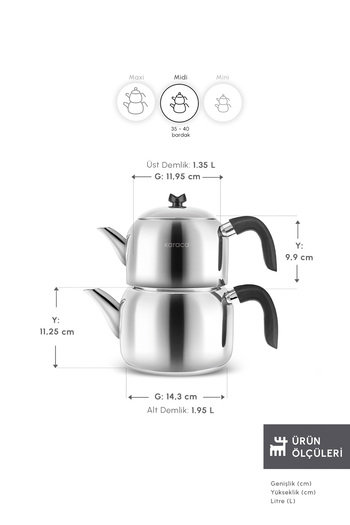 Karaca Hot Selling Midi Size Induction Base Teapot Set Black