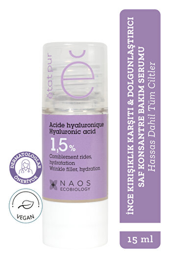 Etat Pur Pure Active Hyaluronik Asit %1,6 Kırışıklık Karşıtı Nemlendirici Konsantre Cilt Bakım Serumu 15 ml
