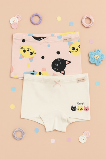Katia&Bony Boxer pentru fete cu model de pisici, 2 bucăți, roz deschis