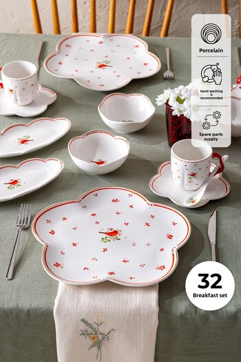 Emsan Myna Porcelain 32 Pieces Breakfast Set for 6