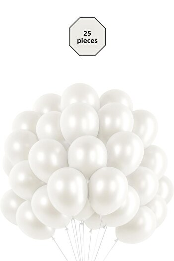 Bunloon Metallic White Balloons 25 Pcs – 12 Inch Chic Decorations and Event Set