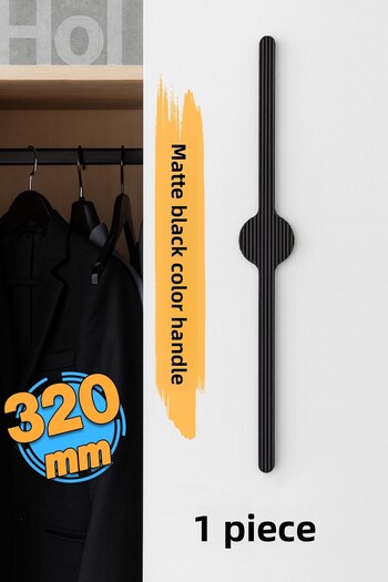 Badem10 Saral Striped Matte Black Metal Handle 320 mm 32 cm Furniture Drawer Kitchen Cabinet Wardrobe Door Handles