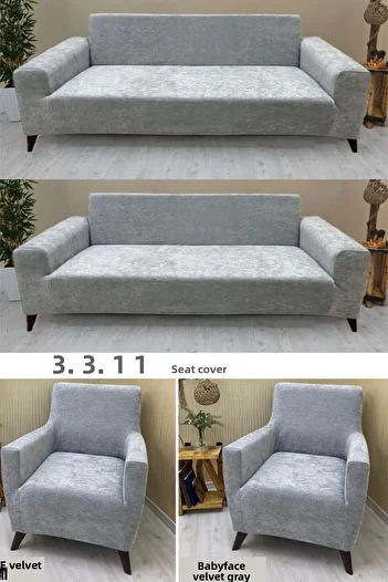 uzhanem Velvet Sofa Cover Set 3.3.1.1 Velvet Sofa Cover