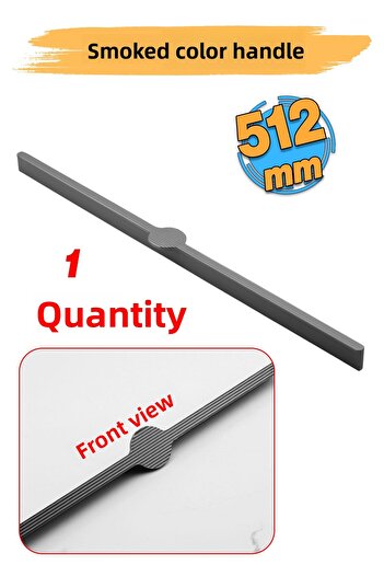 Badem10 Saral Striped Smoked Metal Handle 512 mm 51.2 cm Furniture Drawer Kitchen Cabinet Wardrobe Door Handles