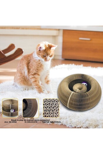 TİNEKE Accordion Cat Scratching Toy, Scratching Board with Rattle Bell Ball and Catnip Gift