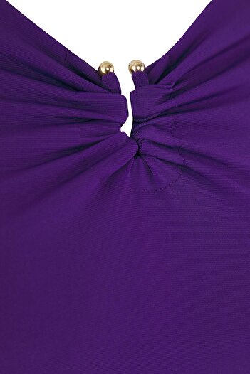 Trendyol Curve Purple V-Neck Sandy Knitted Blouse Tbbaw24Af00030