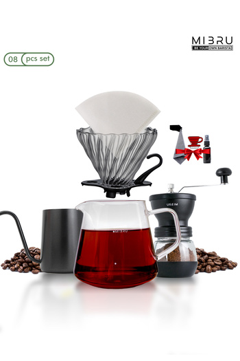 MIBRU Premium 11-Piece V60 Coffee Kit – Manual Grinder, Pour Over, Turkish & Arabian Coffee Included