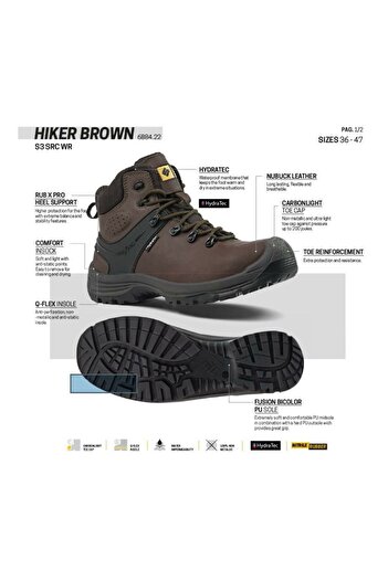 TOWORKFOR Hiker Brown S3 SRC WRU İş Botu Su Geçirmez