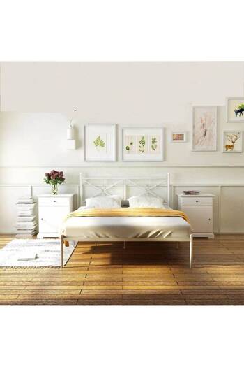 Al Saada Home White Metal Bed Frame 180 X 200 cm